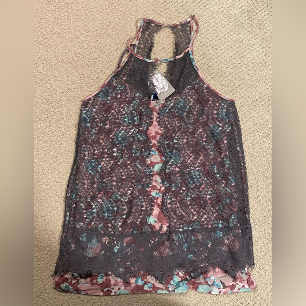 9-H15 STCL Anthropologie Floral Lace Women's Top